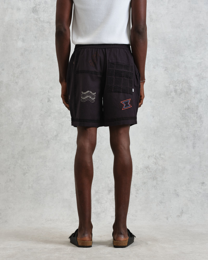 Kurt - Navy Doodle Embroidered Shorts