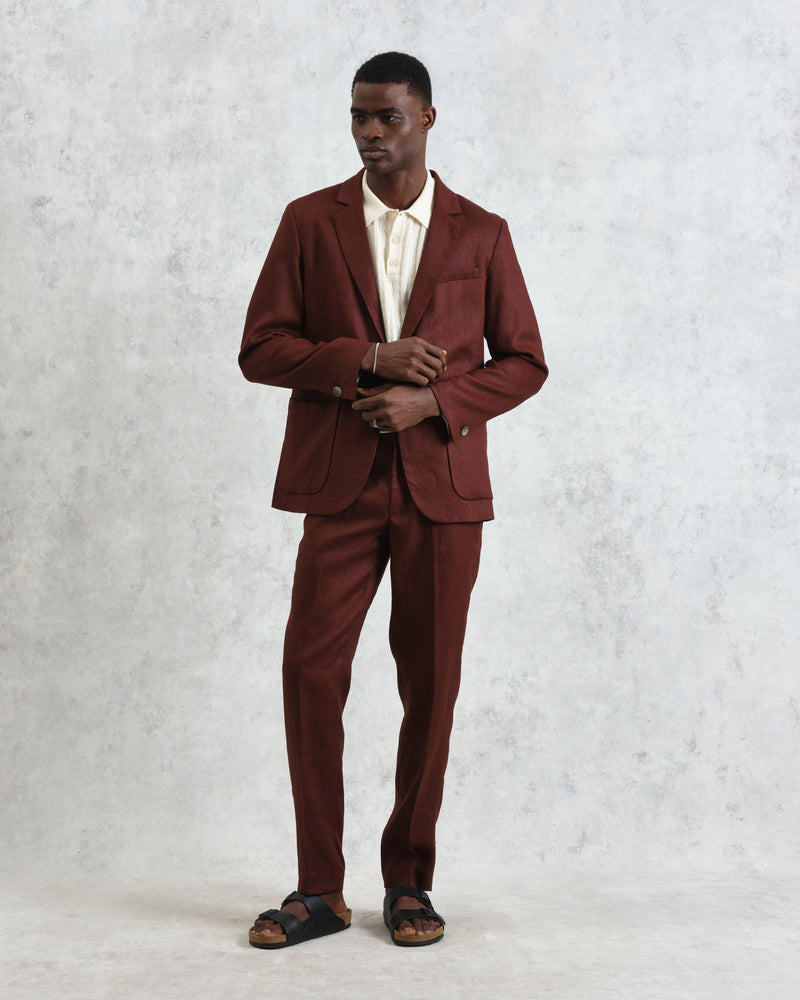Fintry - Merlot Linen Blazer