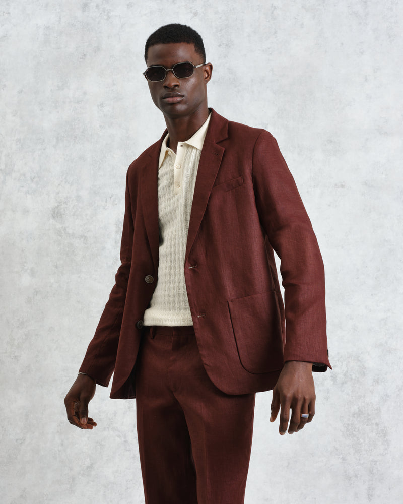 Fintry - Merlot Linen Blazer
