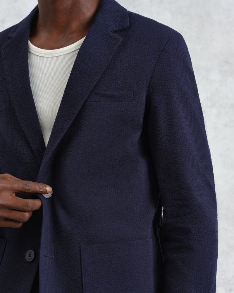 Fintry - Navy Seersucker Blazer