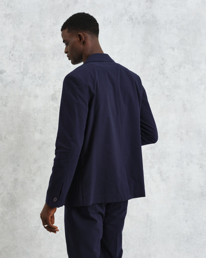 Fintry - Navy Seersucker Blazer