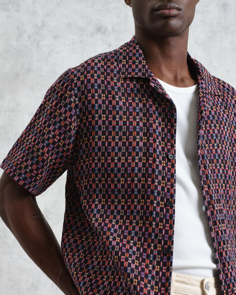 Didcot - Navy And Multicolour Geometric Short-Sleeve Shirt