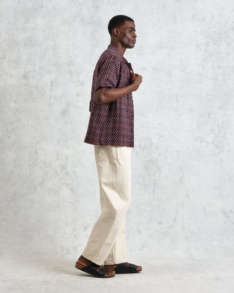 Didcot - Navy And Multicolour Geometric Short-Sleeve Shirt