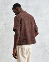Lido - Brown Dobby Cotton Weave Short-Sleeve Shirt