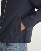 wax london men's Mason - Navy Peached Canvas Work Jacket