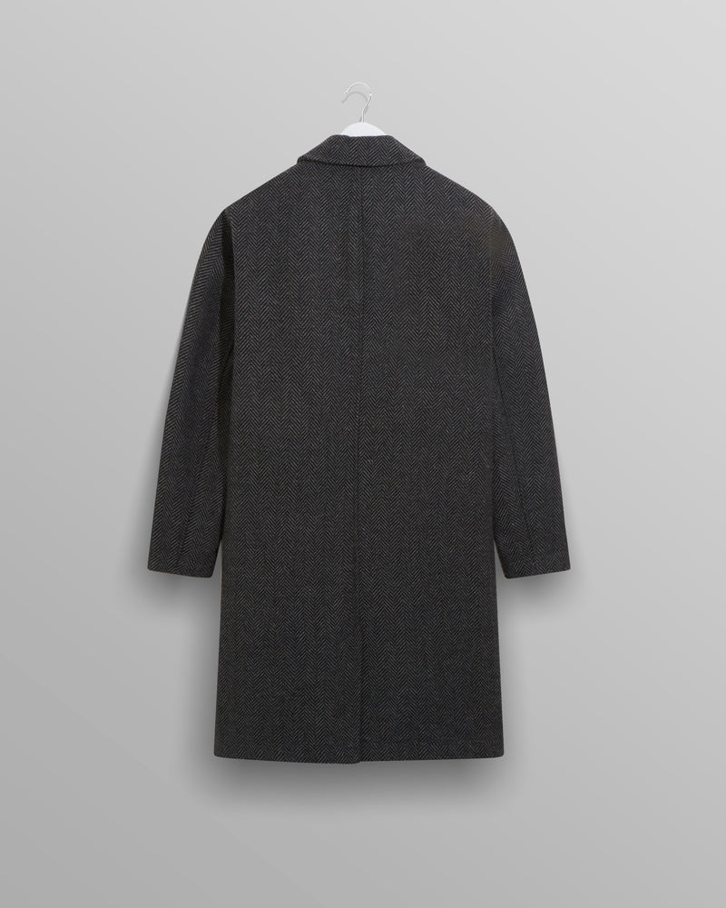 Herringbone Wool-Blend Chester Coat