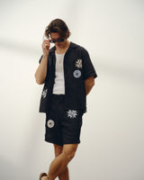 Didcot - Black And Multicolour Round Applique Short-Sleeve Shirt