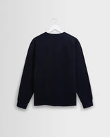 Hayden - Navy Textured Organic Cotton Long Sleeve T-Shirt