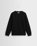 Hayden - Black Textured Organic Cotton Long Sleeve T-Shirt