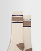 Thorpe - Ecru And Beige Running Stripe Sports Sock