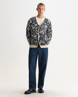 ALBAN CARDIGAN ABSTRACT ANIMAL ECRU / NAVY