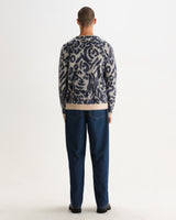 ALBAN CARDIGAN ABSTRACT ANIMAL ECRU / NAVY