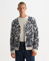 ALBAN CARDIGAN ABSTRACT ANIMAL ECRU / NAVY
