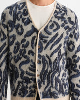 ALBAN CARDIGAN ABSTRACT ANIMAL ECRU / NAVY