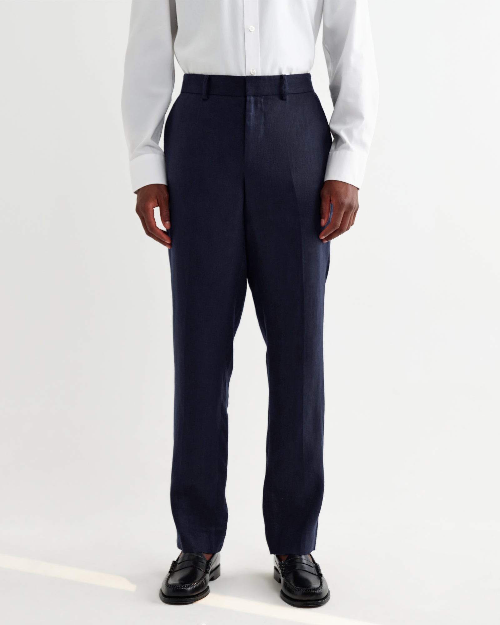 Men's Navy Linen Trousers | Wax London
