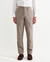 Alp - Natural And Brown Stripe Linen Slim Fit Trousers