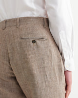 Alp - Natural And Brown Stripe Linen Slim Fit Trousers
