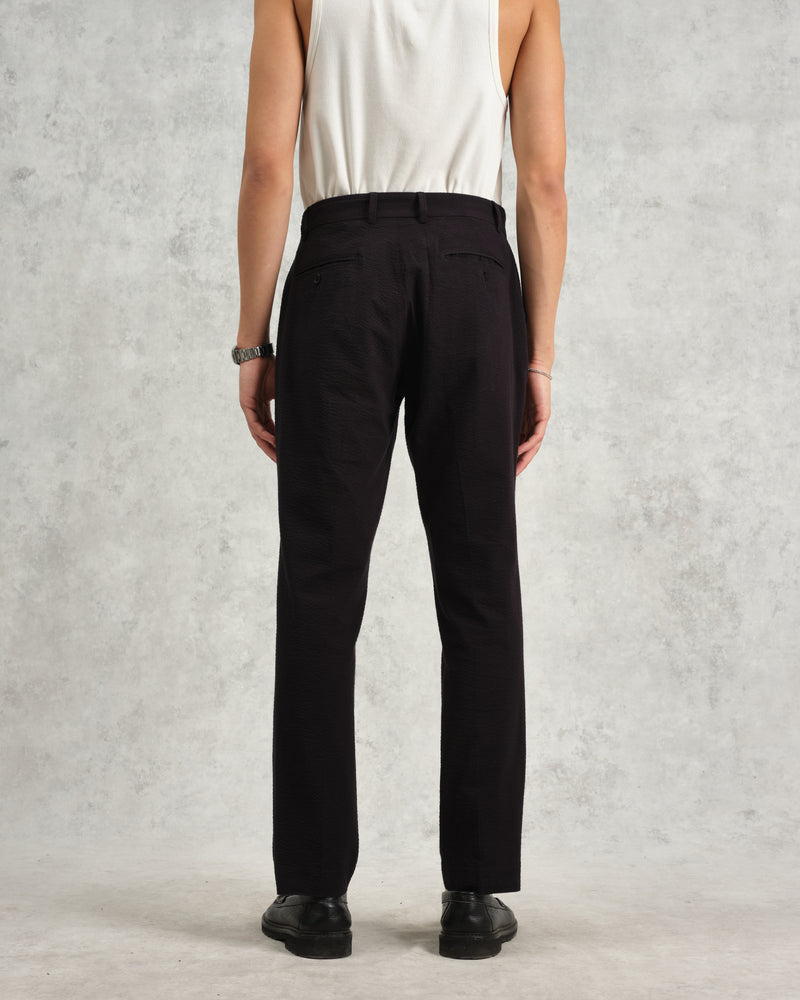 wax london Alp Trousers Black Seersucker