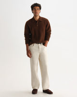 ASHFORD L/S POLO FLUFFY WOOL BLEND BROWN