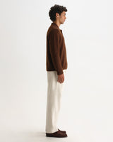 ASHFORD L/S POLO FLUFFY WOOL BLEND BROWN