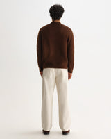 ASHFORD L/S POLO FLUFFY WOOL BLEND BROWN