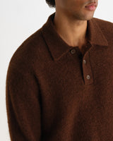 ASHFORD L/S POLO FLUFFY WOOL BLEND BROWN