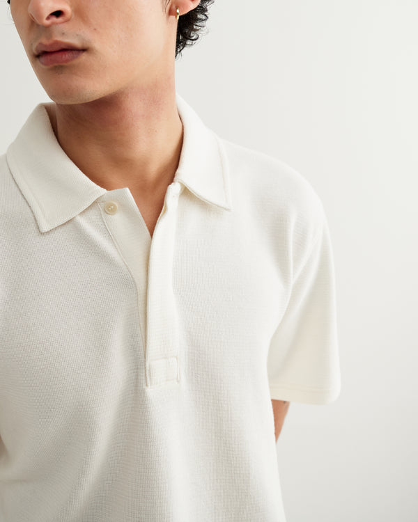 Atwood - Ecru Textured Organic Cotton Polo Shirt