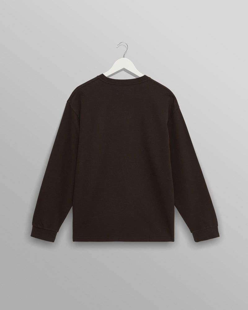Hayden - Dark Brown Textured Organic Cotton Long Sleeve T-Shirt