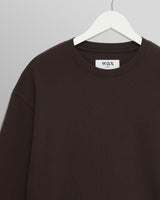 Hayden - Dark Brown Textured Organic Cotton Long Sleeve T-Shirt