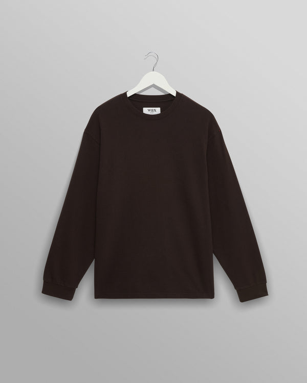 Hayden - Dark Brown Textured Organic Cotton Long Sleeve T-Shirt