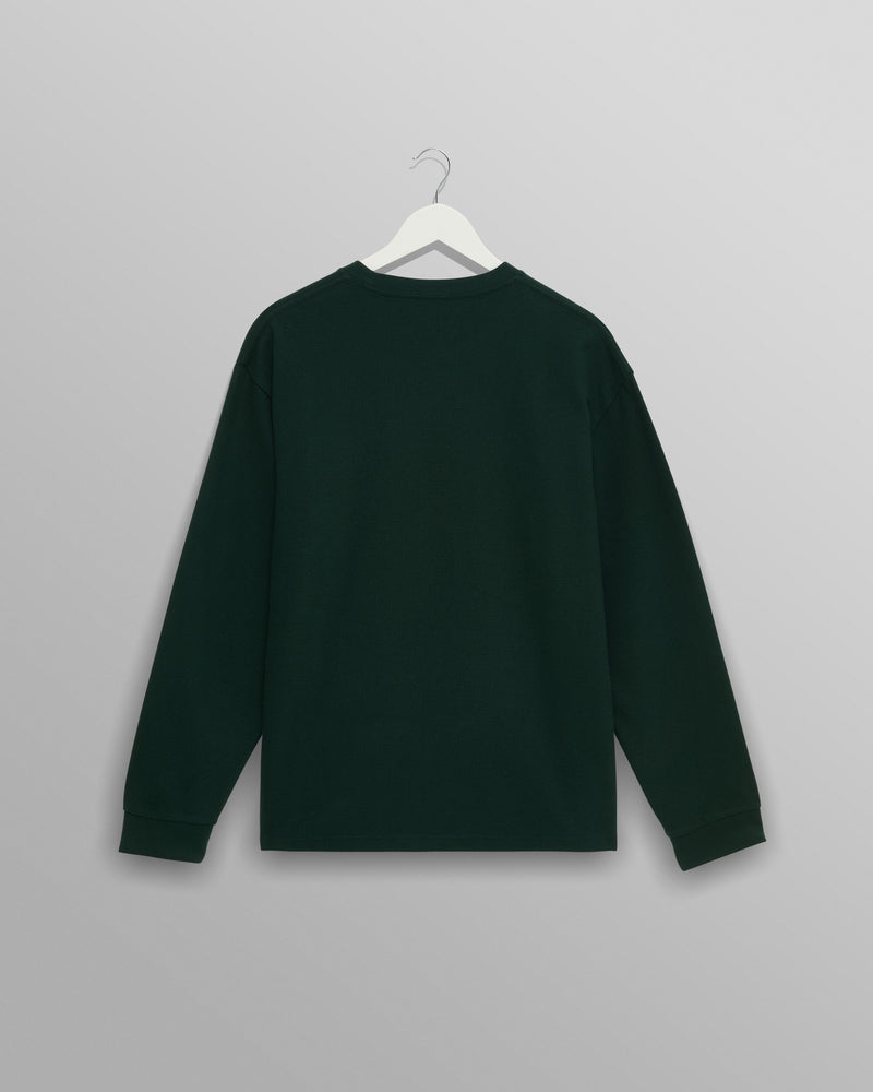Hayden - Bottle Green Textured Organic Cotton Long Sleeve T-Shirt