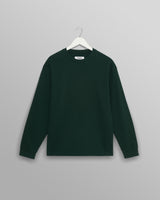 Hayden - Bottle Green Textured Organic Cotton Long Sleeve T-Shirt