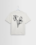 Dean - Off White And Black Painted Flower Print T-Shirt
