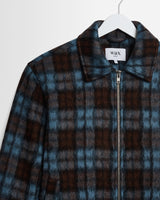 Heath – Karierte Mohair-Jacke in Blau und Braun