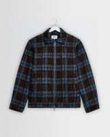 Heath – Karierte Mohair-Jacke in Blau und Braun