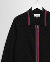 Lennox - Black And Maroon Long-Sleeve Knitted Zip Polo