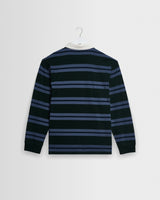 Rowhill - Bottle Green And Blue Mirror Stripe Loopback Rugby Shirt