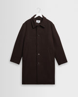 Stan - Dark Brown Plain Wool Car Coat