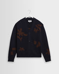 Walker - Navy And Brown Felted Applique Knit Cardigan