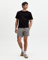 Brockwell - Ecru And Black Seersucker Swim Short