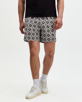 Brockwell - Ecru And Black Seersucker Swim Short