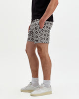 Brockwell - Ecru And Black Seersucker Swim Short