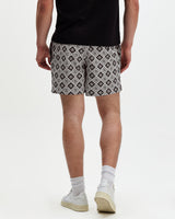 Brockwell - Ecru And Black Seersucker Swim Short
