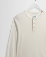Caleb - Ecru Brushed Organic Cotton Henley Long-Sleeve T-Shirt