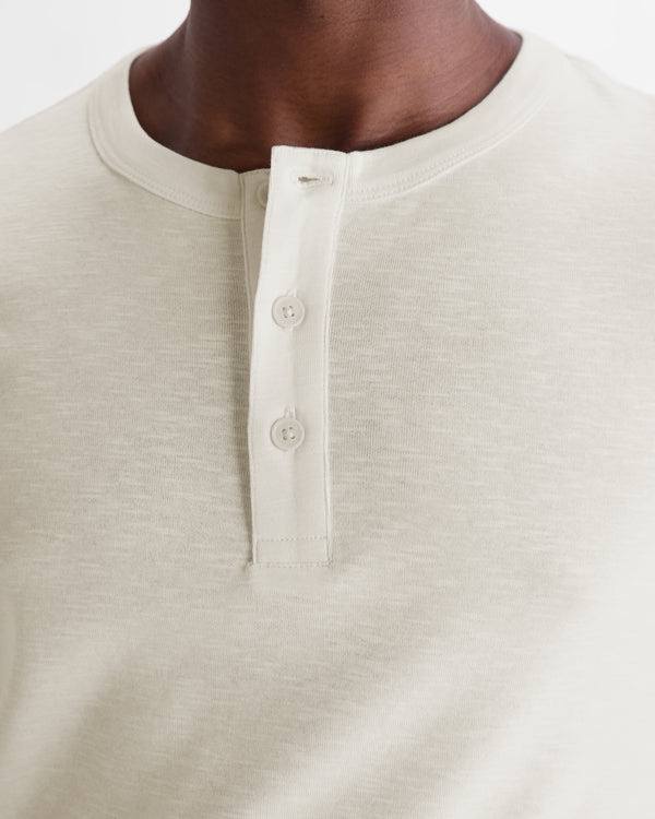 Caleb - Ecru Brushed Organic Cotton Henley Long-Sleeve T-Shirt