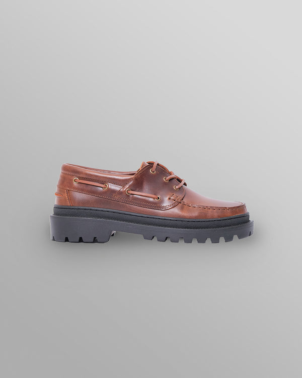 S.T. Valentin - Brown Italian Leather Chunky Sole Boat Shoes