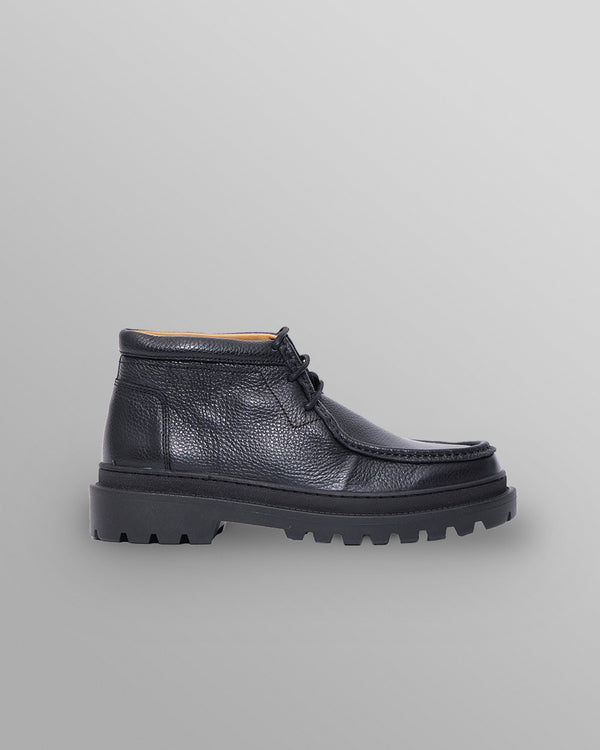 S.T. Valentin - Black Grain Leather Chunky Deck Boot