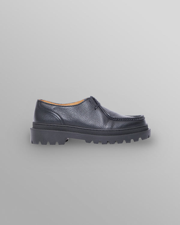 S.T. Valentin - Black Italian Leather Chunky Sole Deck Shoes
