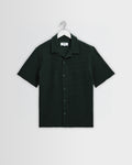 Clayland - Bottle Green Textured Waffle Short-Sleeve Shirt