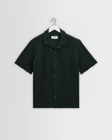 Clayland - Bottle Green Textured Waffle Short-Sleeve Shirt